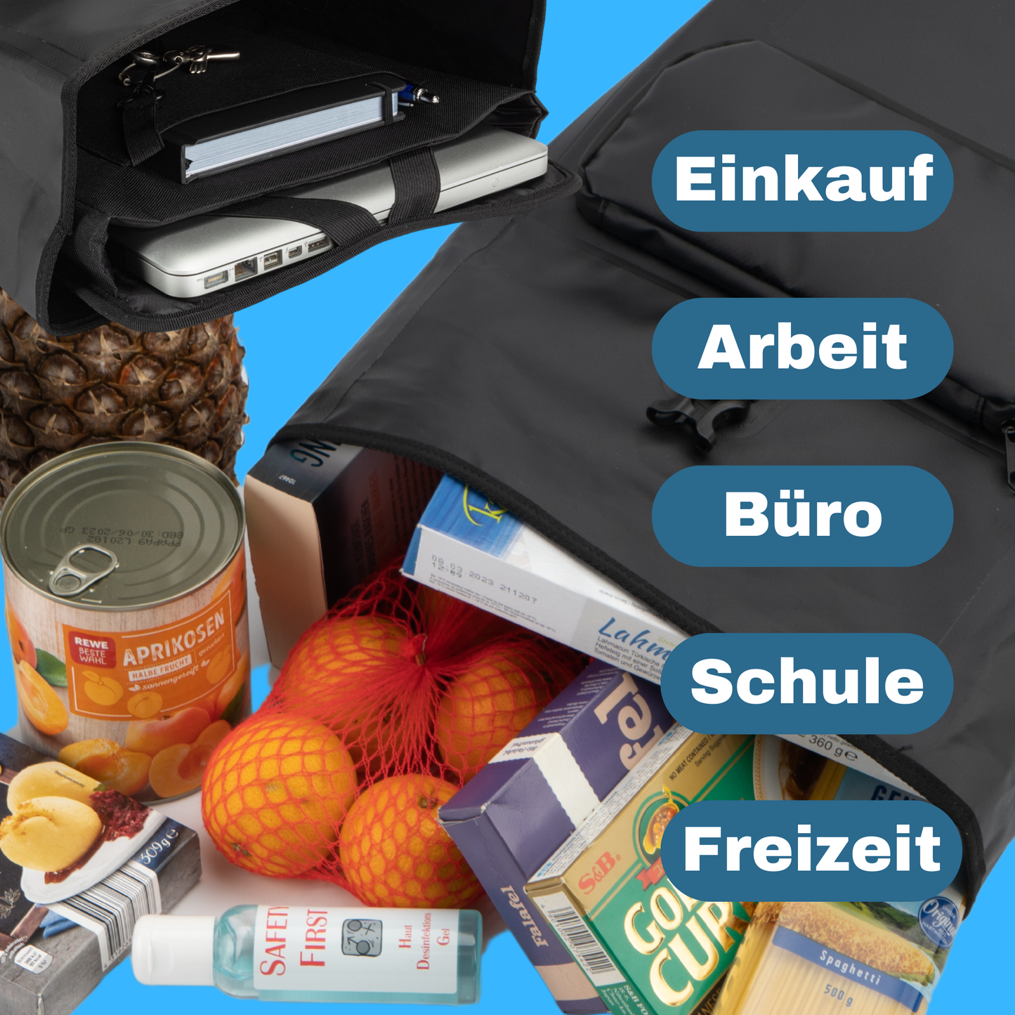 Fahrradtasche/Rucksack für Gepäckträger Wasserdicht -incl. Kratzschutz Carbon