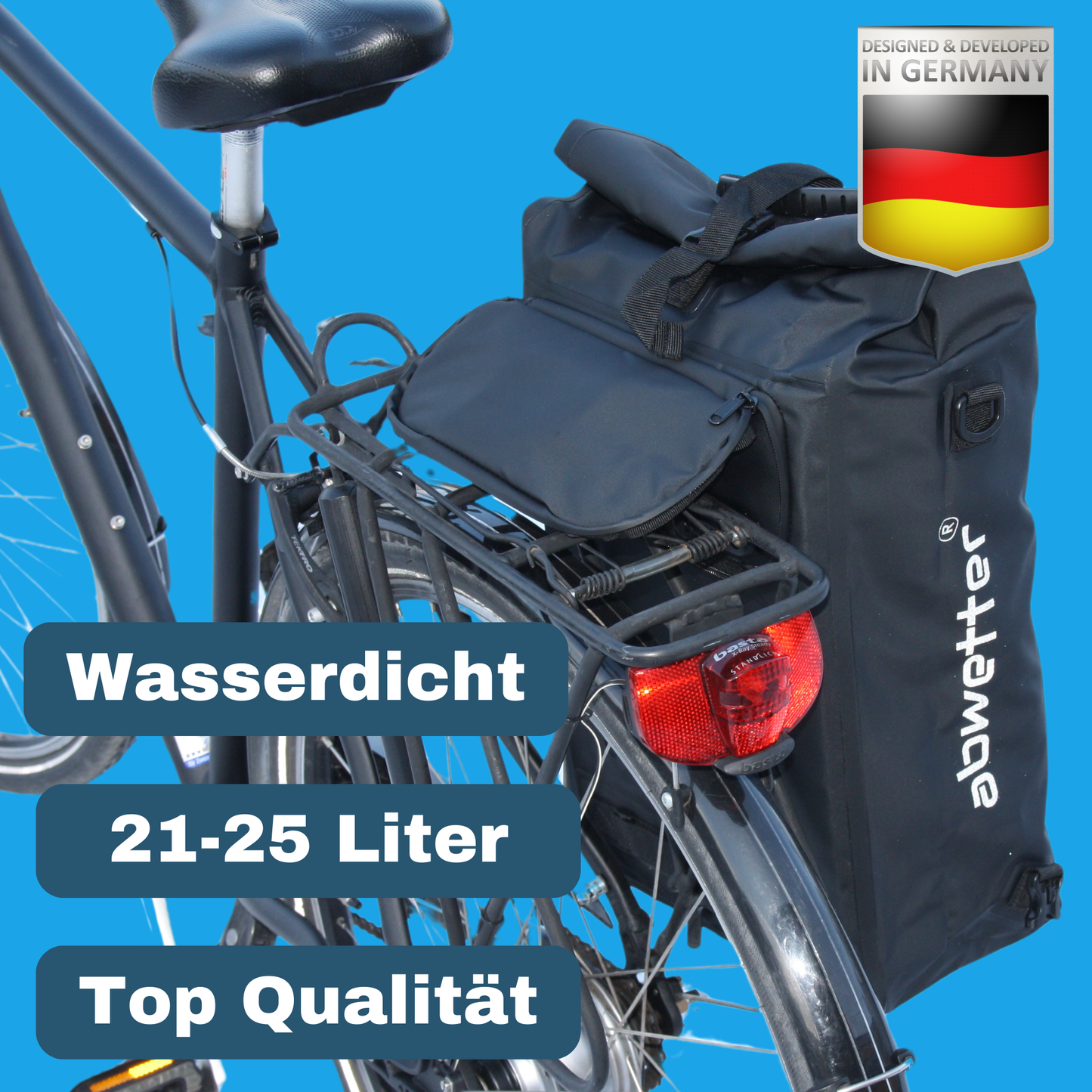 Fahrradtasche/Rucksack für Gepäckträger Wasserdicht -incl. Kratzschutz Carbon
