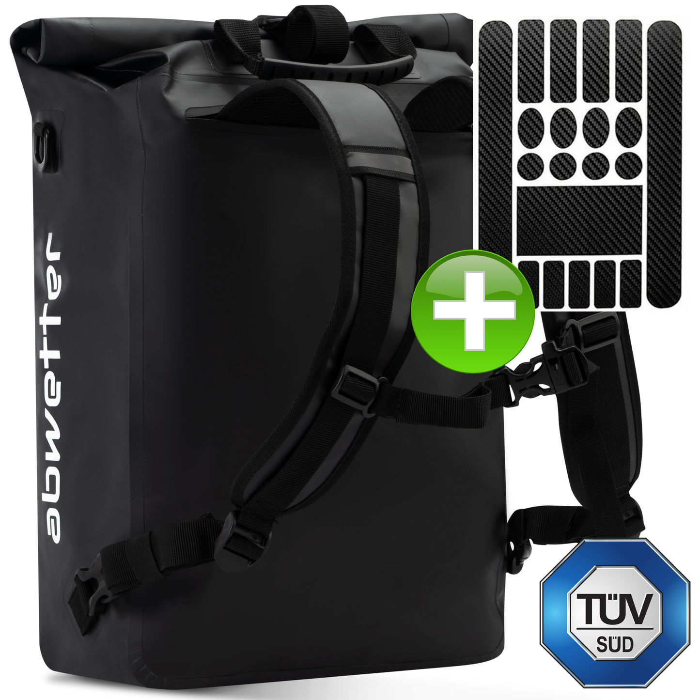 Fahrradtasche/Rucksack für Gepäckträger Wasserdicht -incl. Kratzschutz Carbon