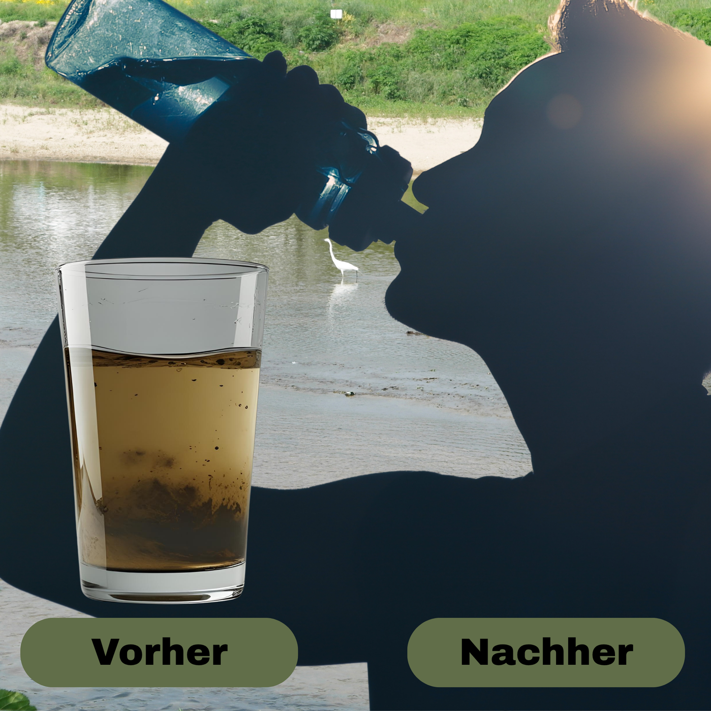 Outdoor Wasserfilter Flasche 650Ml mit 1500L Filterkapazität