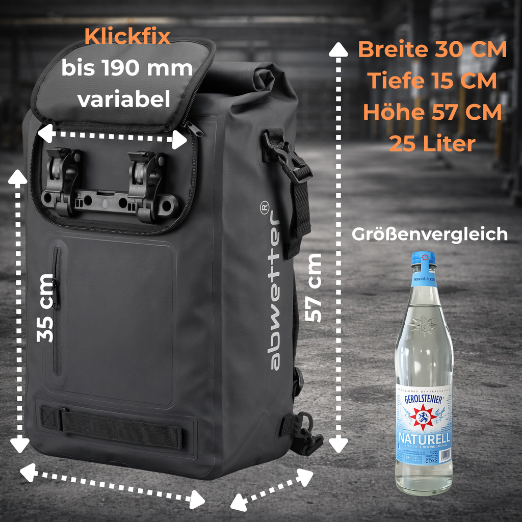 abwetter wasserdichte Fahrradtasche Maßangaben Fahrradtasche