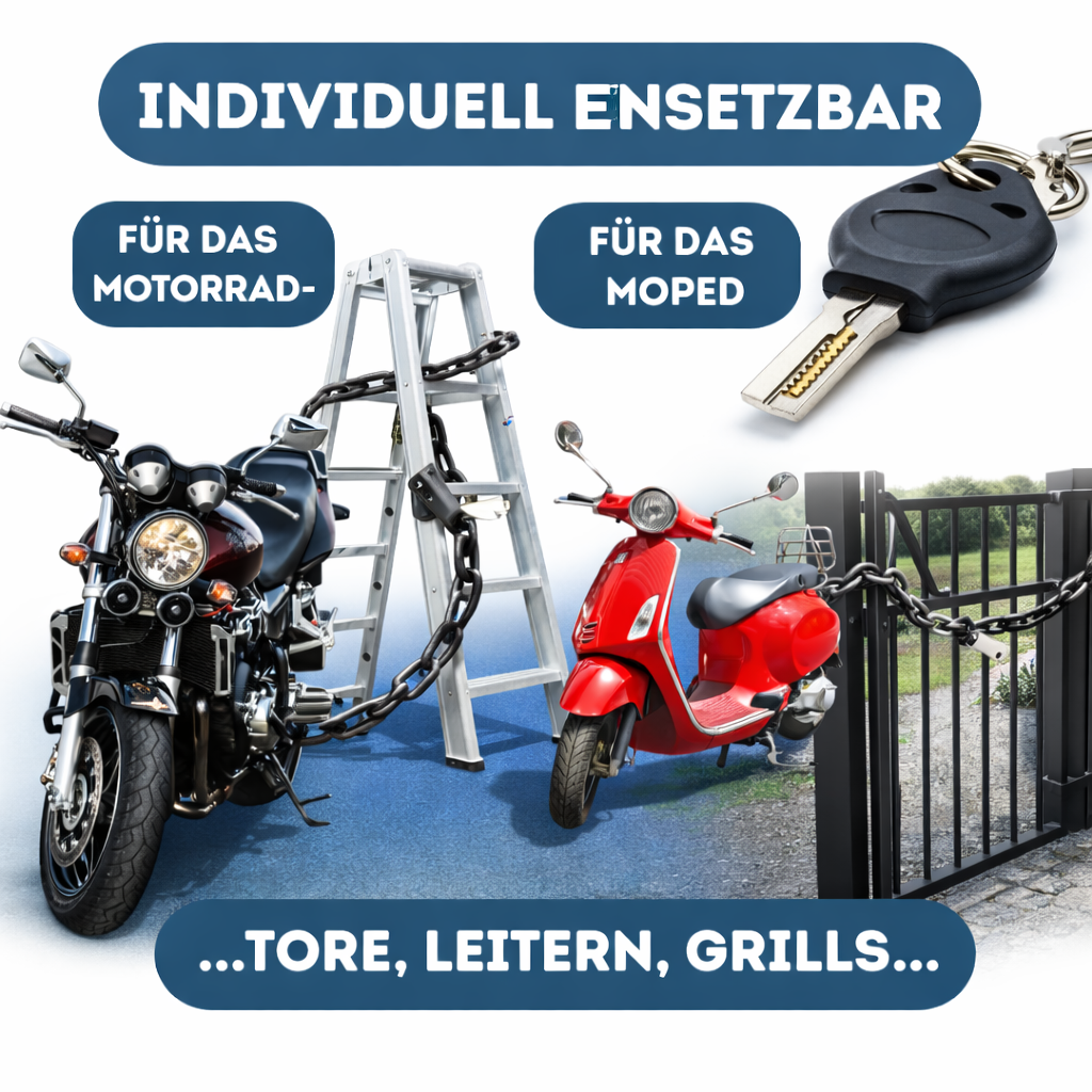 Fahrrad Kettenschloss 10 mm gehärteter Stahl mit Textilhülle – Diebstahlschutz | abwetter