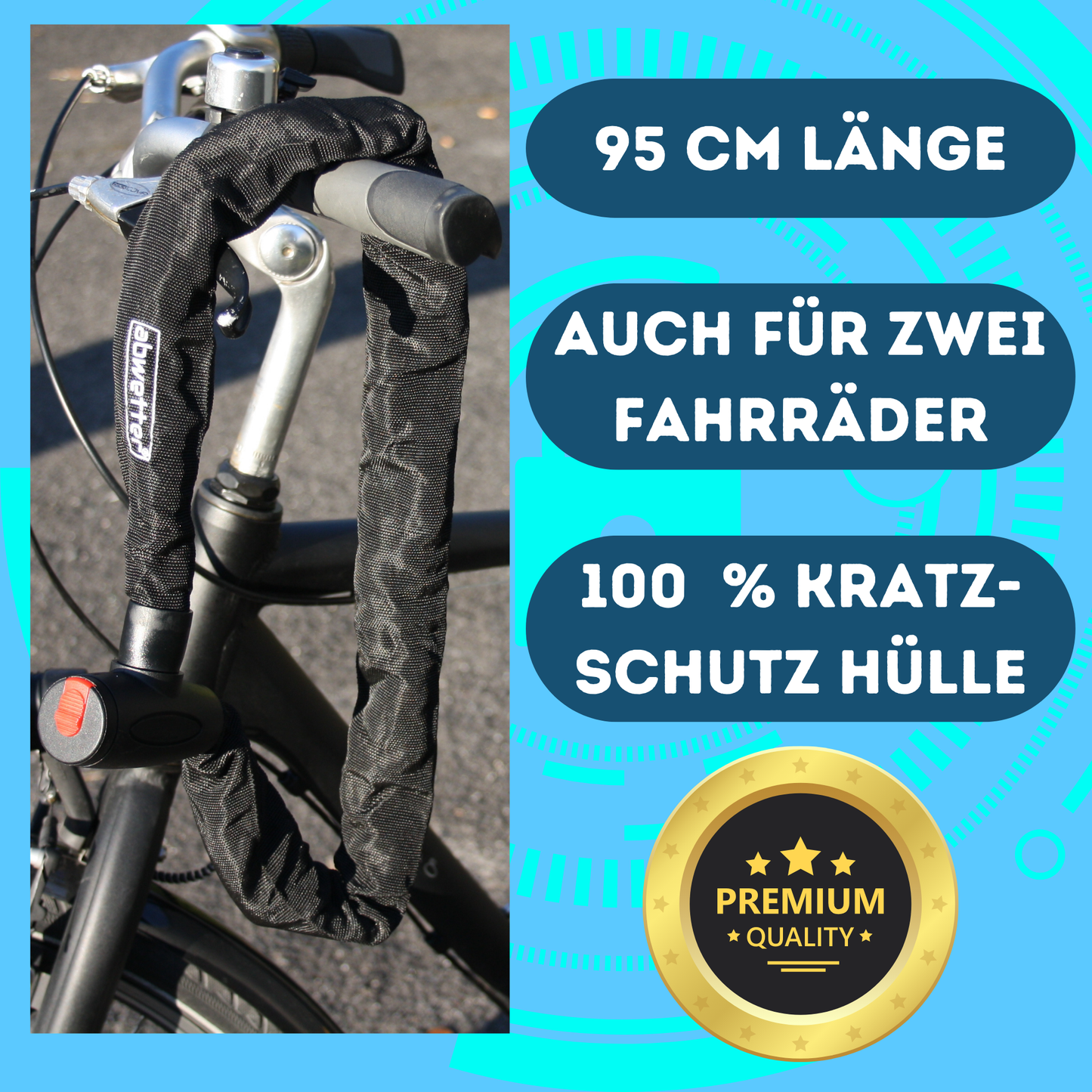 Fahrradschloss Kettenschloss Panzerschloss mit 10 MM Stahlkette Sicherheit 10/10
