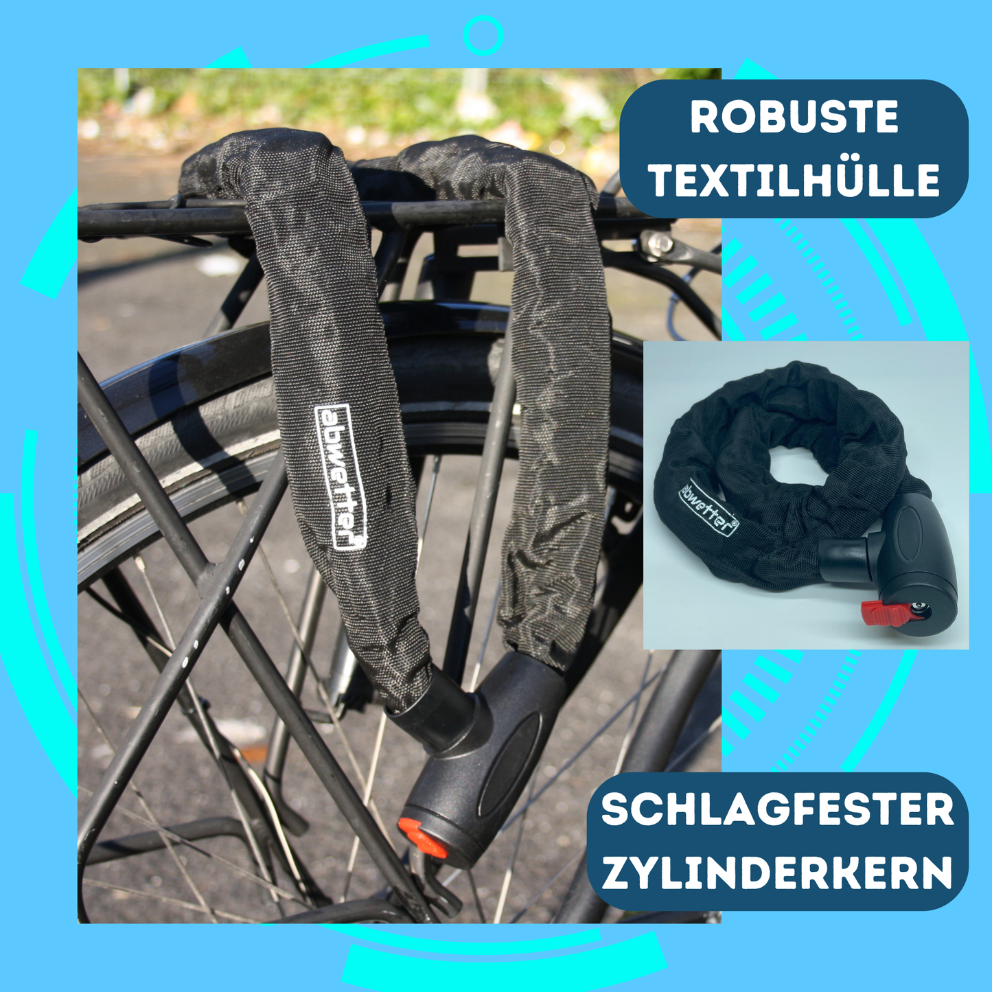 Fahrradschloss Kettenschloss Panzerschloss mit 10 MM Stahlkette Sicherheit 10/10