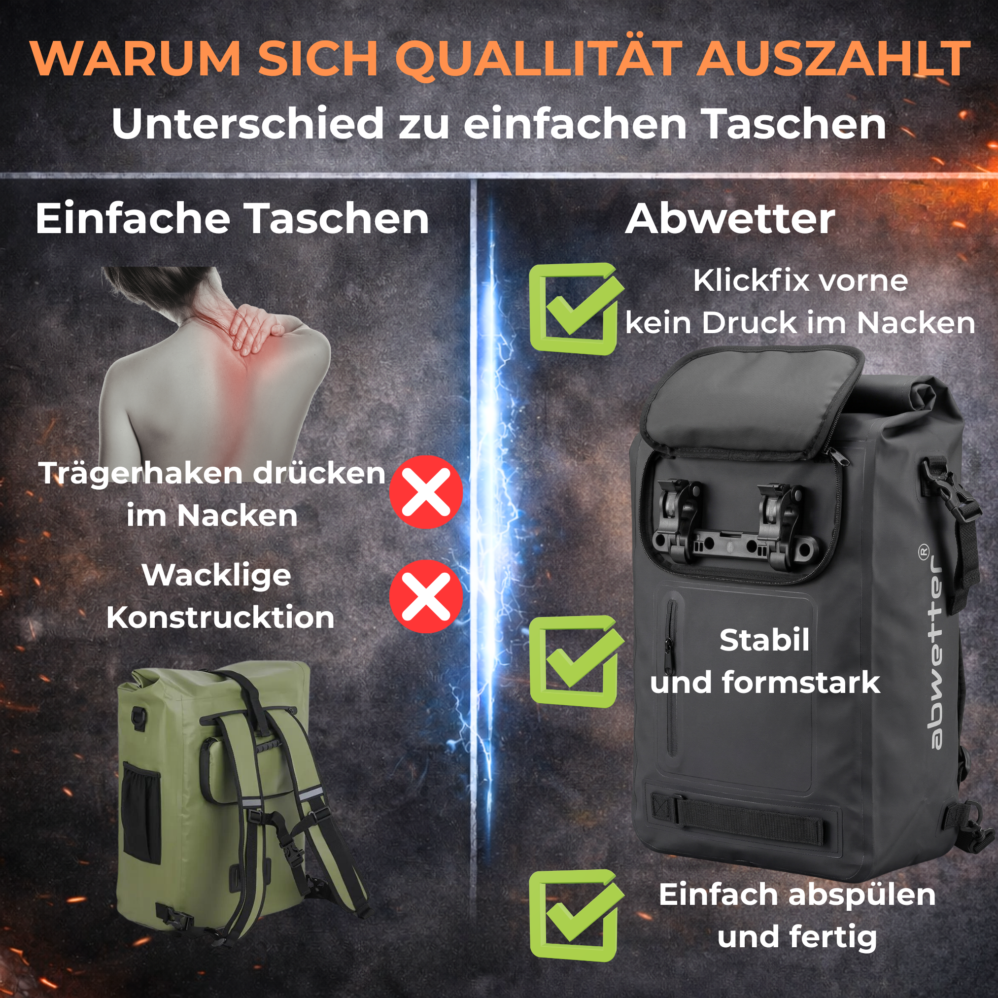 abwetter Fahrradtasche Vorteile wasserdicht robust vielseitig