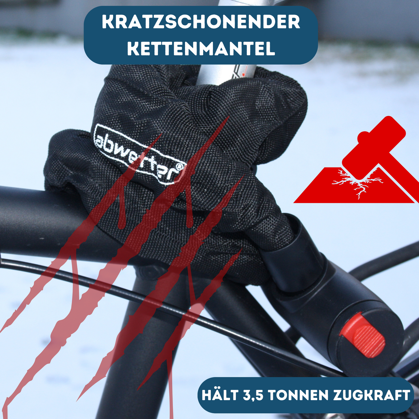 Fahrradschloss Kettenschloss Panzerschloss mit 8 MM Stahlkette Sicherheit 8/10