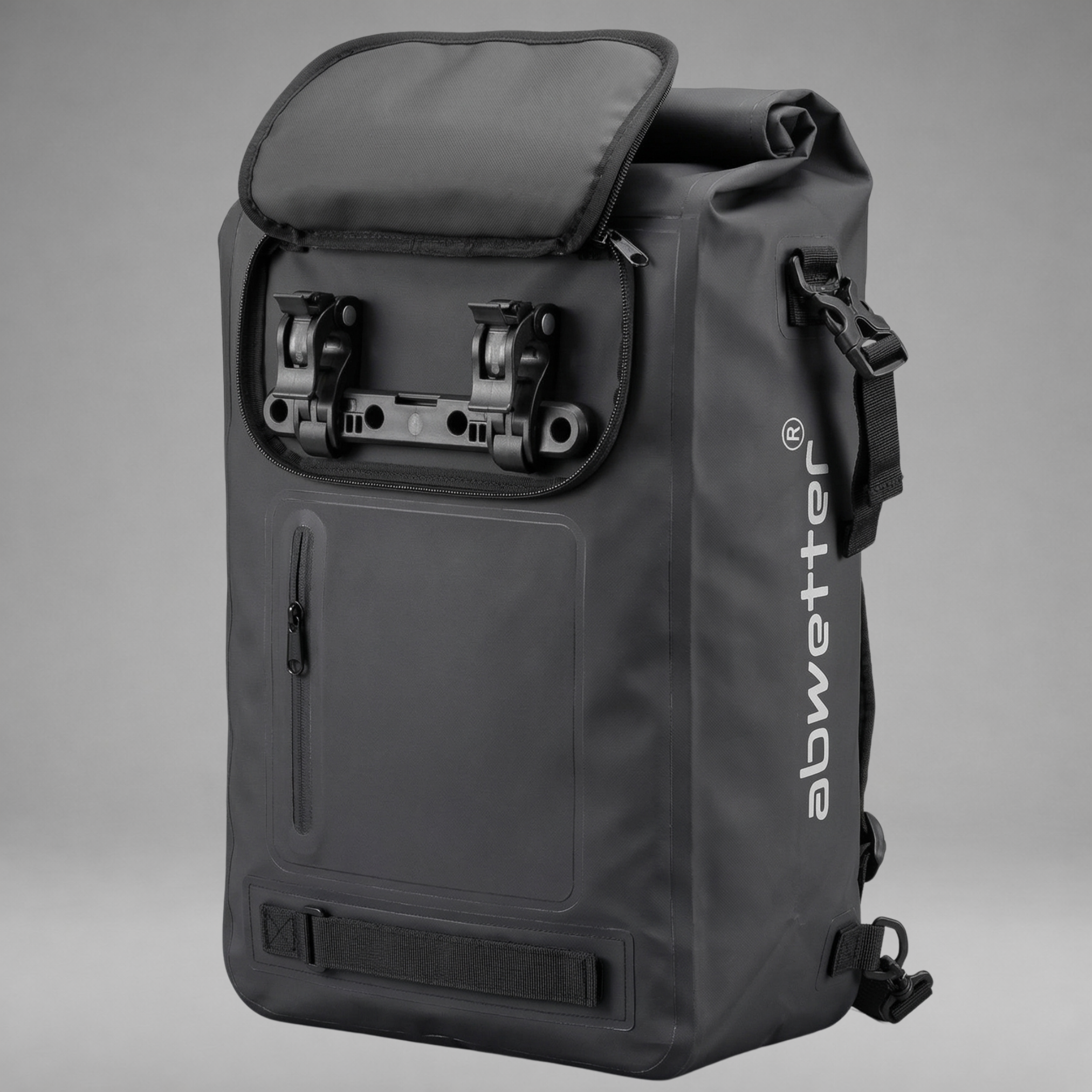 abwetter wasserdichte Fahrradtasche Gepäckträger schwarz Frontansicht