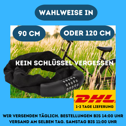Fahrradschloss Zahlenschloss Kettenschloss Panzerschloss 90cm x 6mm Stahlkette 2 Stück