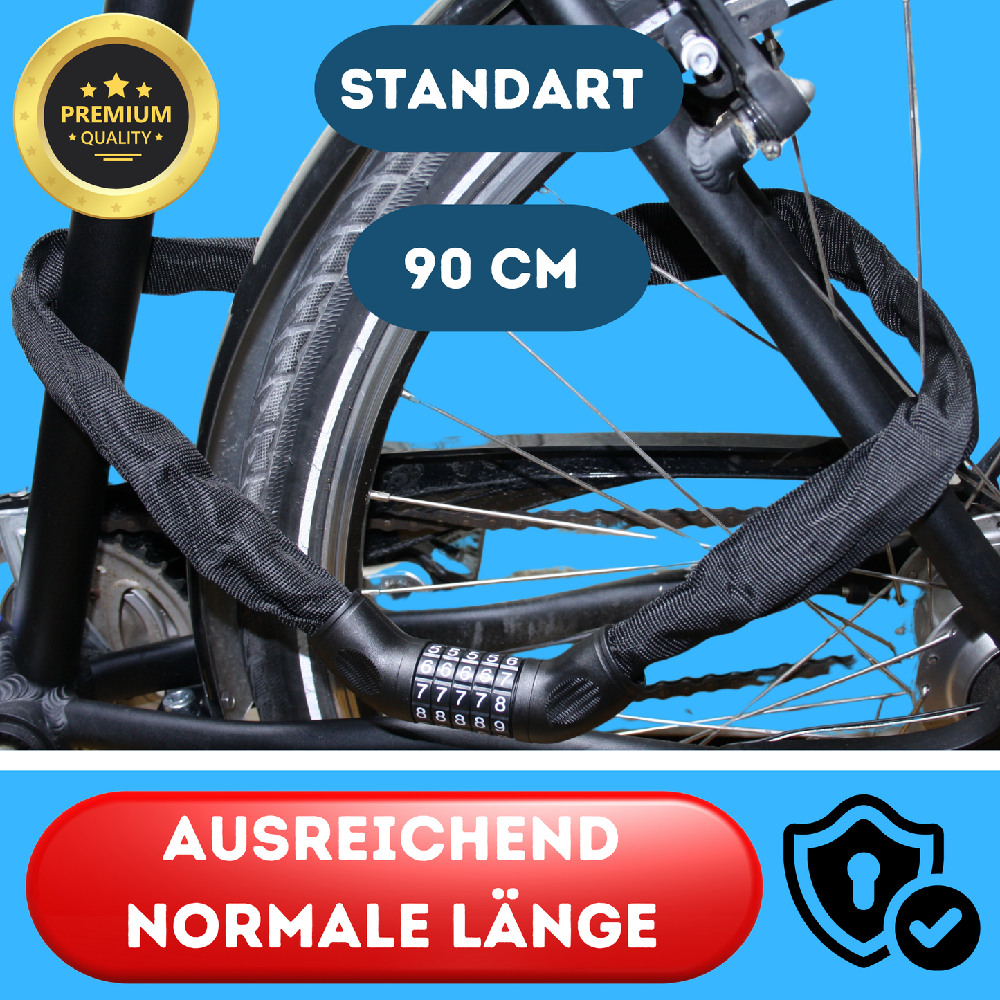 Fahrradschloss Zahlenschloss Kettenschloss Panzerschloss 90cm x 6mm Stahlkette 2 Stück