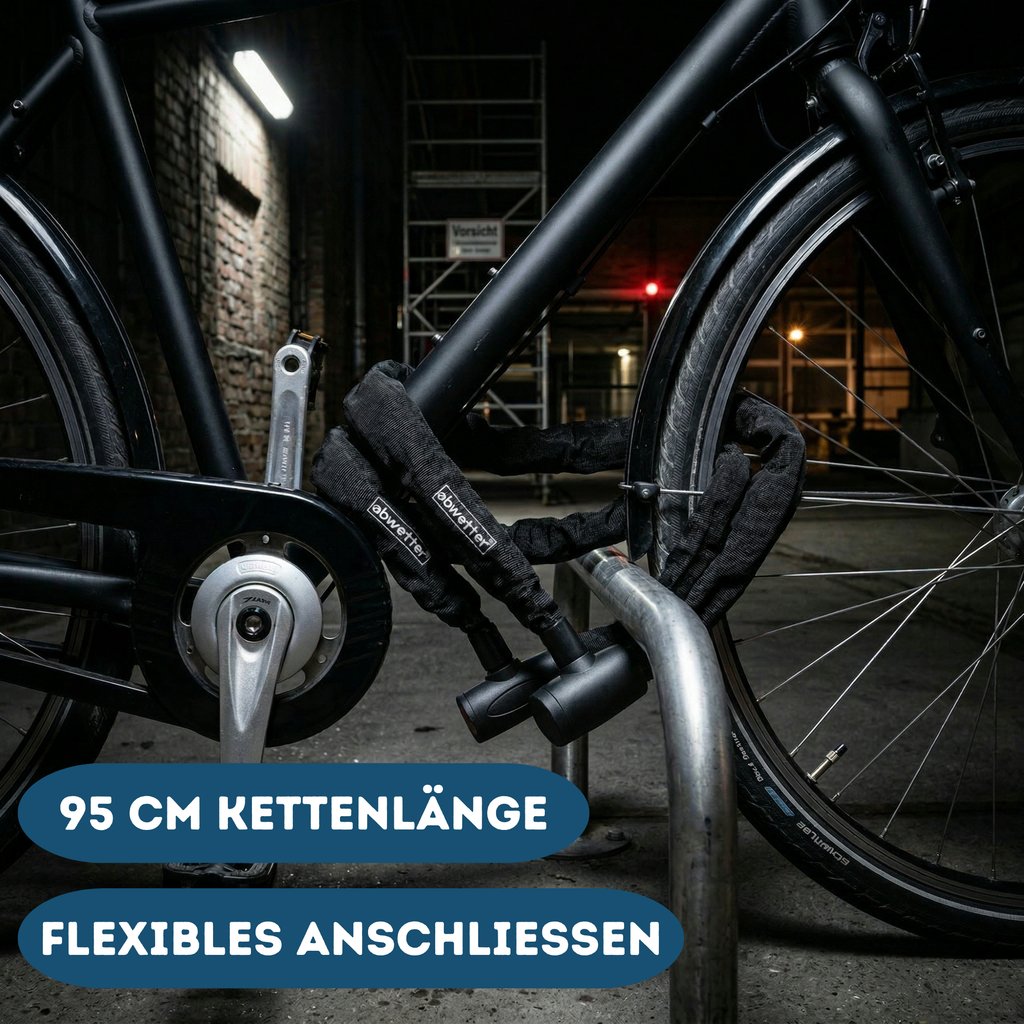 Fahrrad Kettenschloss 10 mm gehärteter Stahl mit Textilhülle – Diebstahlschutz | abwetter