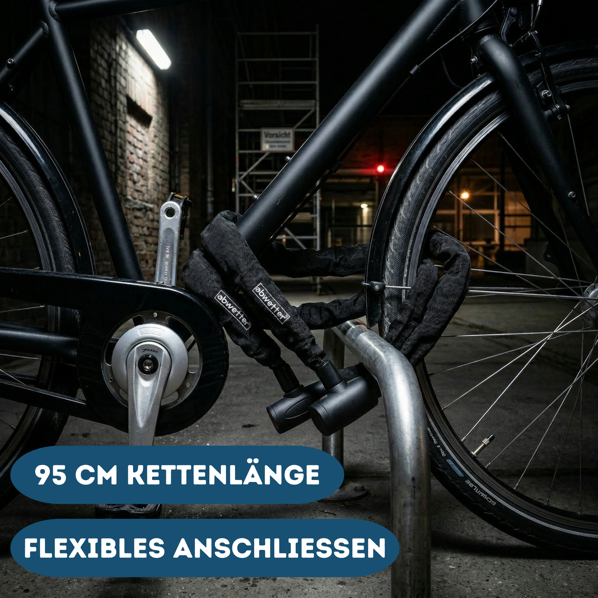 Fahrrad Kettenschloss 10 mm gehärteter Stahl mit Textilhülle – Diebstahlschutz | abwetter