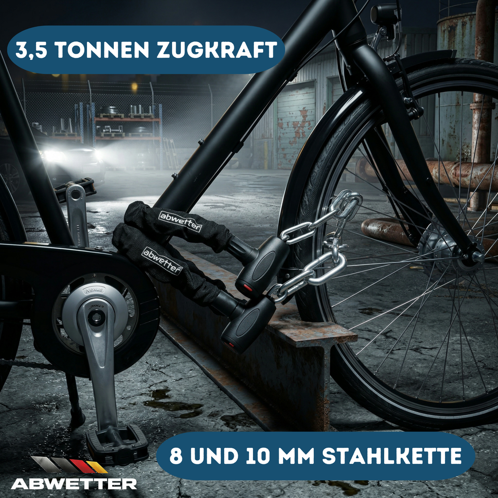 Fahrrad Kettenschloss 10 mm gehärteter Stahl mit Textilhülle – Diebstahlschutz | abwetter