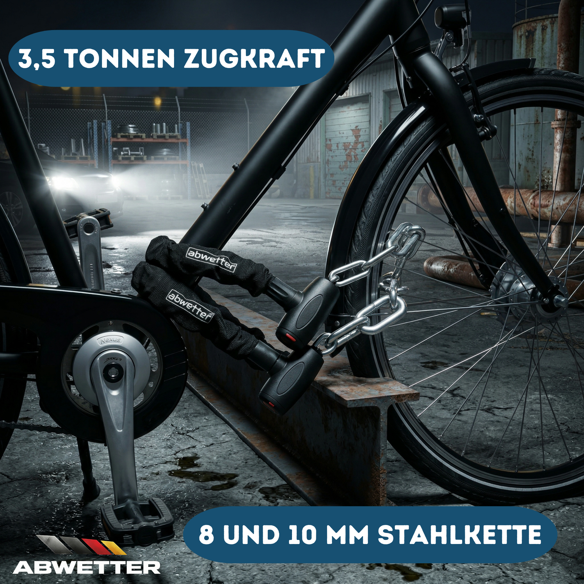 Fahrrad Kettenschloss 10 mm gehärteter Stahl mit Textilhülle – Diebstahlschutz | abwetter