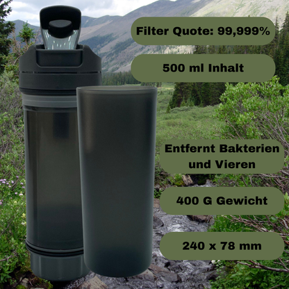 Outdoor Wasserfilter Flasche 650Ml mit 1500L Filterkapazität
