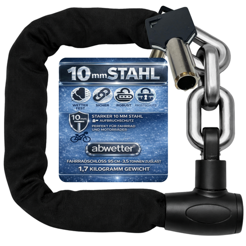 abwetter Fahrrad Kettenschloss 10 mm gehärteter Stahl Diebstahlschutz